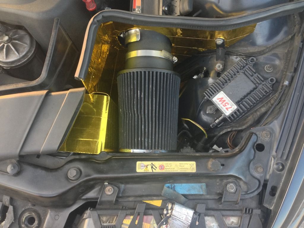 DIY Custom intake heat shield extension with GOLD heat barrier tape